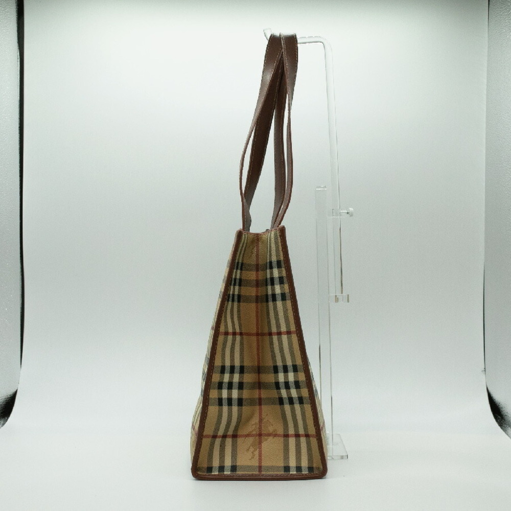 Burberry Nova Check Leather Tote Bag Beige Tan Gold - Picture 2 of 4
